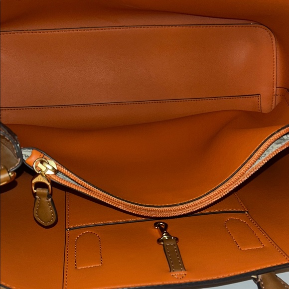 New Lauren Ralph Lauren Tan Leather Tote - Picture 7 of 9